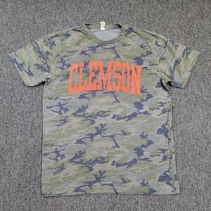 Live and Tell Clemson Tigers Camo T-Shirt Medium Green Orange Collegiate Sporty